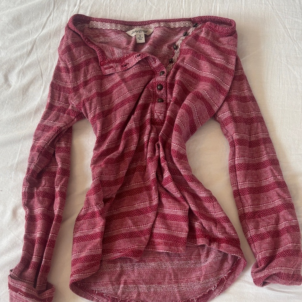Lucky Brand Striped Pink Long Sleeve Top